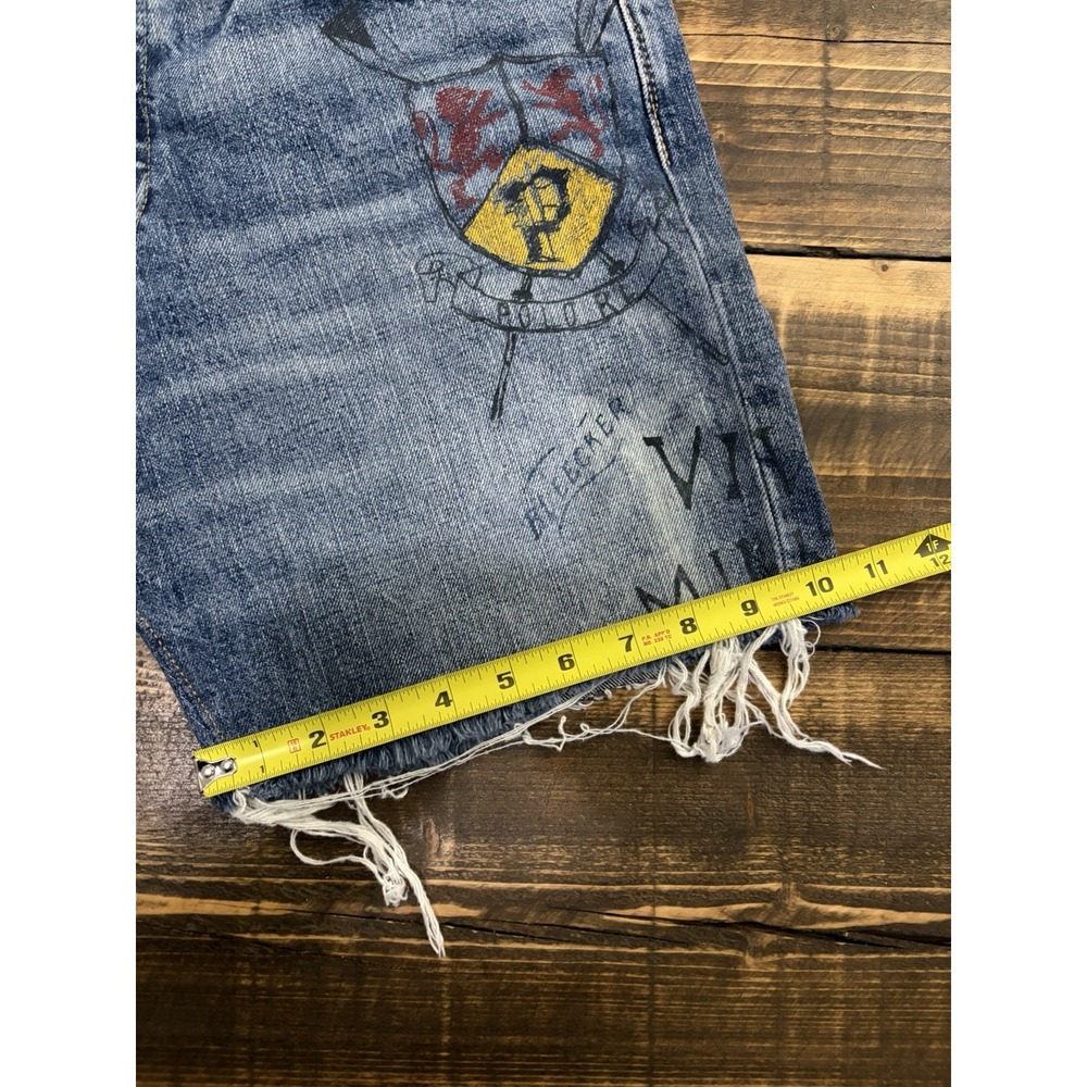 Polo Ralph Lauren Sullivan Slim Graphic Denim Shorts Men 33 Distressed Y2K Rare - Picture 13 of 14